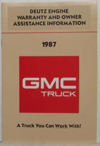 1987 GMC Truck Deutz Engine Warranty and Owner Assistance Information