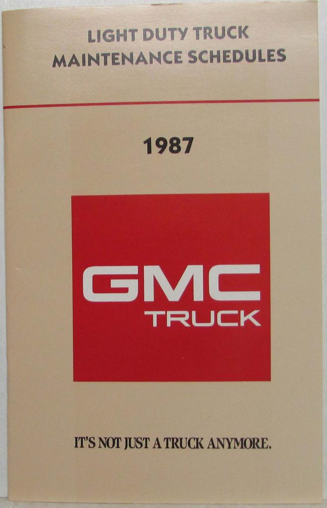 1987 GMC Light Duty Truck Maintenance Schedule Booklet