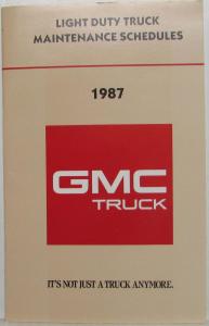 1987 GMC Light Duty Truck Maintenance Schedule Booklet