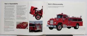 1992 Mack Firetruck Pumper Model R Dimensions Specifications Sales Brochure