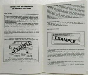 1987 GMC Van Owners Manual