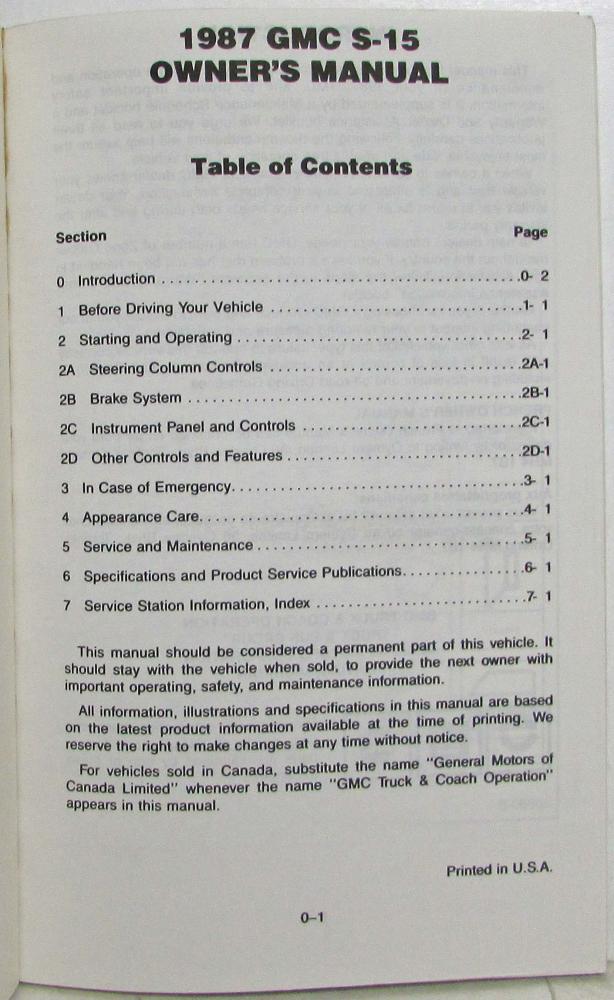 1987 CHEVY TRUCK OWNERS MANUAL PDF visual data 8