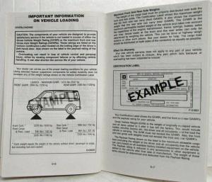 1987 GMC Truck Safari Van Owners Manual