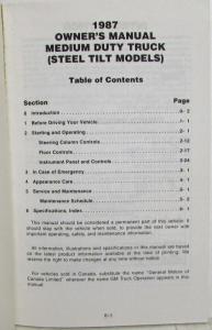 1987 GMC Forward 6000 7000 7000 HV Truck Owners Manual