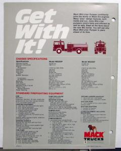 1981 Mack Mid Liner Fire Pumper Specifications Sales Brochure