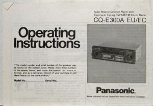 1988 Panasonic CQ-E300A Auto Reverse Cassette Player Operating Instructions