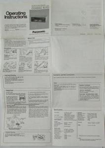 1988 Panasonic CQ-E300A Auto Reverse Cassette Player Operating Instructions