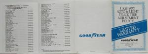 1988 Goodyear Limited Warranty Highway Auto & Light Truck Tire Adjustment Policy