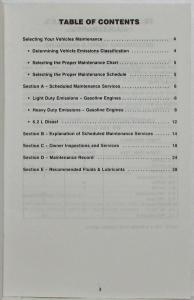 1988 Chevrolet CK Series Light Duty Truck Maintenance Schedule Booklet
