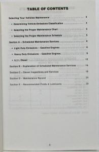 1988 GMC Light Duty Truck Maintenance Schedule Booklet