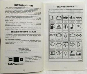 1988 GMC Sierra Pickup Truck Owners Manual