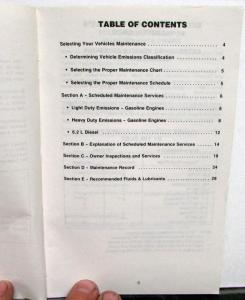 1989 Chevrolet Light Duty Truck General Motors Maintenance Schedule Booklet