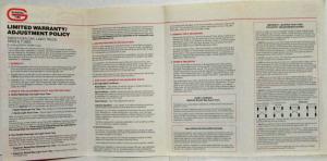 1988 General Tire Adjustment Policy Limited Warranty Brochure