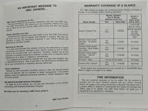 1989 GMC Truck and Chassis 1500-3500 Warranty and Owner Assistance Information
