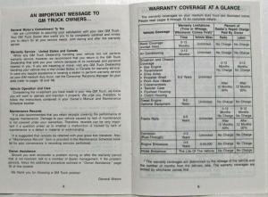 1989 GMC Medium Duty Truck and Chassis Warranty and Owner Assistance Information