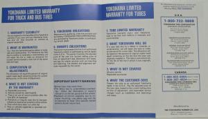 1987 Yokohama Limited Warranty for Truck and Bus Tires and for Tubes Brochure