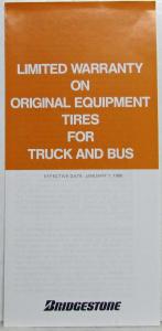 1986 Bridgestone Limited Warranty Original Equipment Tires Truck/Bus Brochure