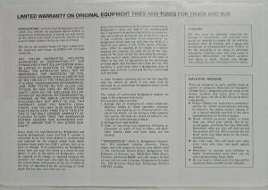 1986 Bridgestone Limited Warranty Original Equipment Tires Truck/Bus Brochure