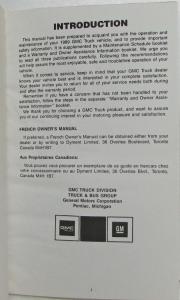 1989 GMC Sierra Pickup Truck Owners Manual