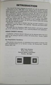 1989 GMC Truck G Van Models Owners Manual