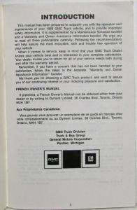 1989 GMC Truck Forward Control Owners Manual