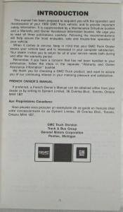 1989 GMC Truck Safari Van Owners Manual