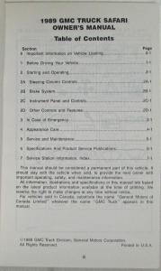 1989 GMC Truck Safari Van Owners Manual