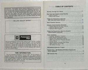 1990 GMC Truck and Chassis 1500-3500 Warranty and Owner Assistance Information