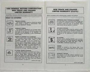 1990 GMC Truck and Chassis 1500-3500 Warranty and Owner Assistance Information