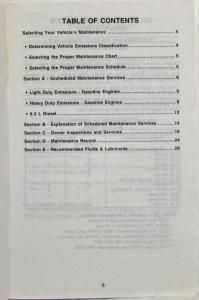 1990 GMC Light Duty Truck Maintenance Schedule Booklet