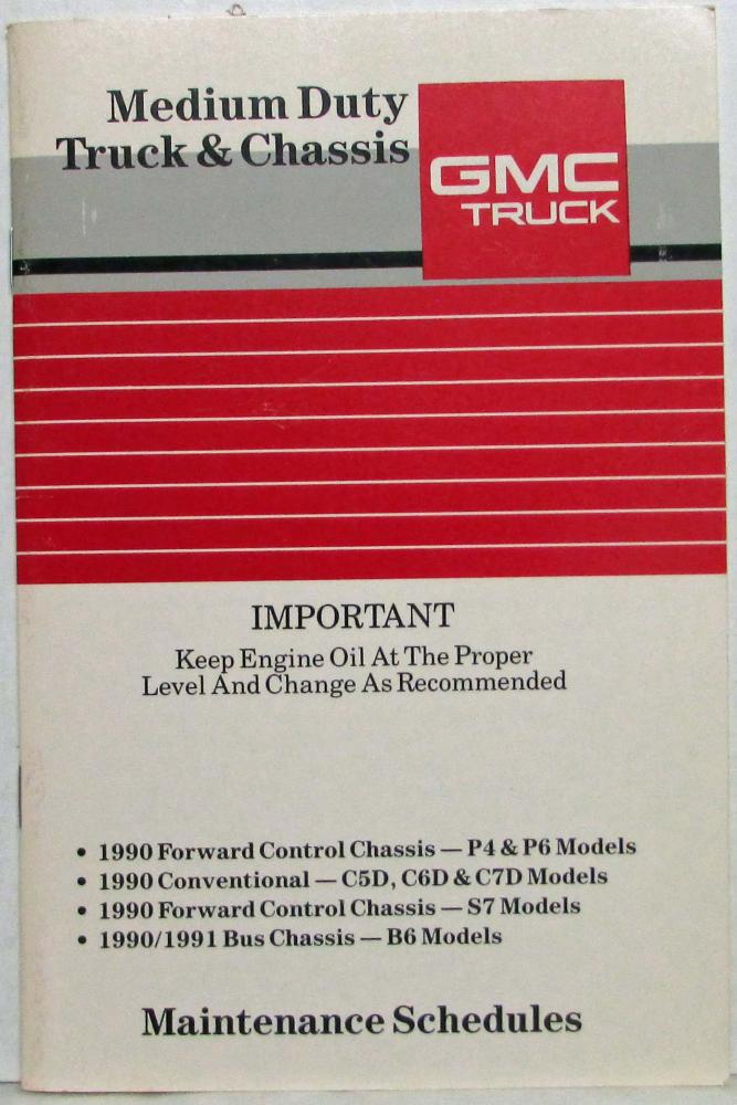 1990 GMC Medium Duty Truck Maintenance Schedule Booklet