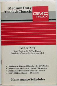 1990 GMC Medium Duty Truck Maintenance Schedule Booklet