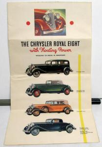 1933 Chrysler Original Color Sales Brochure Eight Six Imperial Floating Power