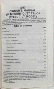 1990 GMC Truck W4 Medium Duty Steel Tilt Model Owners Manual Forward 4000