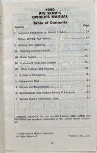 1990 GMC R/V Conventional Cab Truck Suburban Owners Manual 4x2 and 4x4