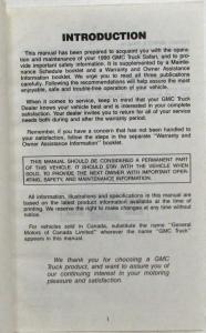 1990 GMC Truck Safari Van Owners Manual