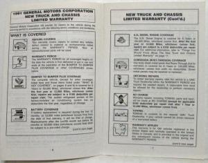 1991 GMC Truck and Chassis 1500-3500 Warranty and Owner Assistance Information
