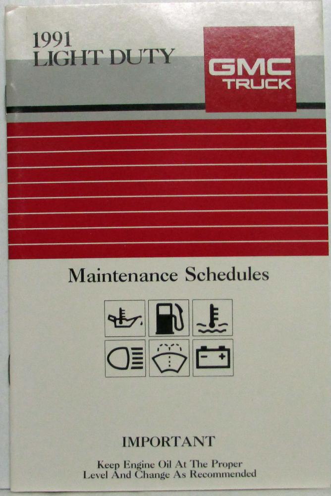 1991 GMC Light Duty Truck Maintenance Schedule Booklet