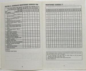 1991 GMC S-15 Truck Models Maintenance Schedule Booklet