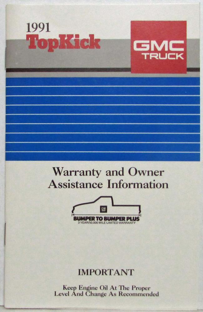 1991 GMC TopKick Medium Truck/Chassis Warranty and Owner Assistance Information