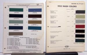 1952 Nash Paint Chips Ditzler Dupont Order Codes Colors Sheets