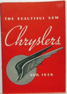 1936 Chrysler Six Eight Deluxe Eight Imperial Airflow Sales Brochure Original