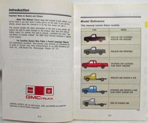 1991 GMC Sierra Pickup Truck Owners Manual