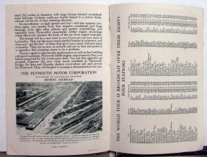 1930 1931 Plymouth World Tour Broadcast Walter P Chrysler History Booklet