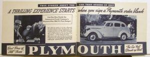 1938 Plymouth True Stories & Testimonials From Real Car Owners Booklet