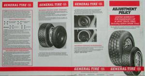 1990 General Tire Adjustment Policy Limited Warranty Brochure