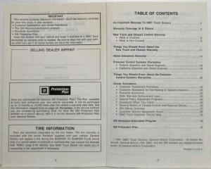 1992 GMC Truck and Chassis 1500-3500 Warranty and Owner Assistance Information