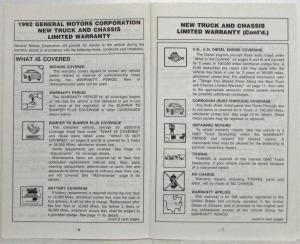 1992 GMC Truck and Chassis 1500-3500 Warranty and Owner Assistance Information