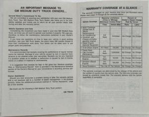 1992 GMC TopKick and Medium Duty FC Warranty and Owner Assistance Information