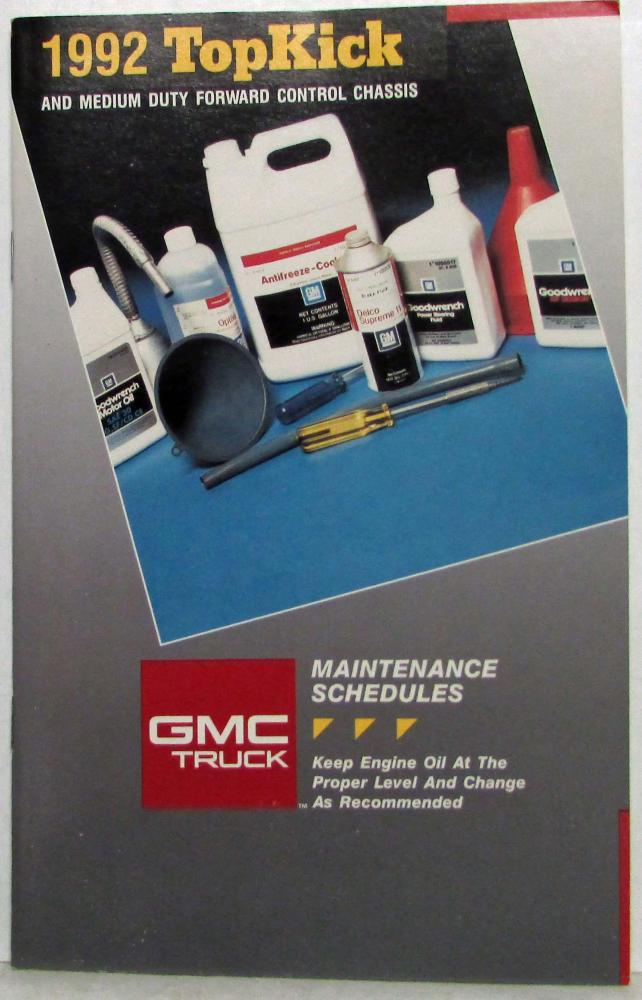 1992 GMC TopKick Truck Maintenance Schedules Booklet